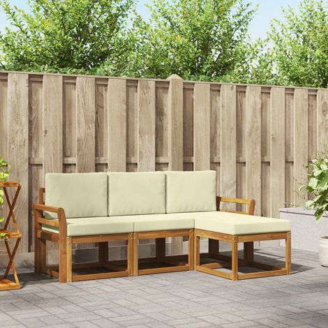 Outdoor-Sofagarnitur mit Kissen 4 pcs Natur und Creme (1/5)