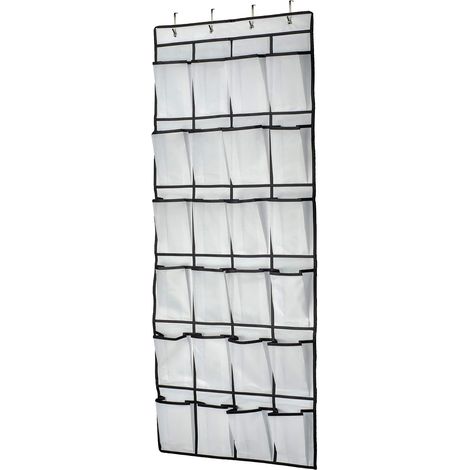Organisateur de chaussures à suspendre à la porte, 24 grandes poches en filet et 4 crochets pour le rangement des chaussures dans une penderie de chambre, 59 x 21,6 cm (1/5)