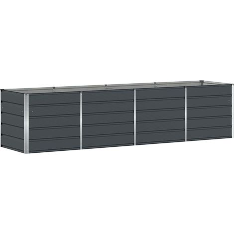 Jardinière moderne 240 x 80 x 75 cm robuste usage intérieur extérieur tendance en acier anthracite (1/5)