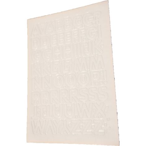 Letras autoadhesivas de papel metalizado de 3,5 cm, color blanco.