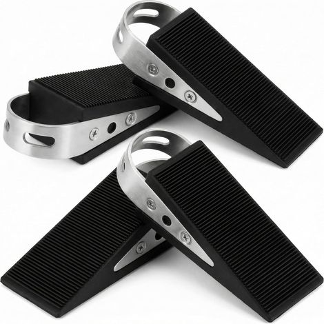 Lot de 4 cales de porte en caoutchouc,cales de butée de porte robustes,base antidérapante,noir,adaptées aux portes lourdes,aux portes en verre,etc. (1/5)