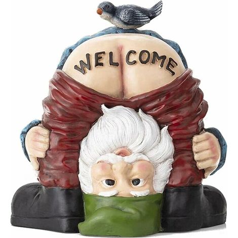 Statue De Résine Nain De Jardin, Décoration Coquine En Résine Étanche, Nain Cul Nu De Gnome De Bienvenue De Figurines Drôles De Résine De Jardin Pour Extérieur Intérieur (1/5)