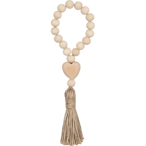 Perles En Bois - Cordon Décoratif Avec Pompon - Décoration Intérieure Pour Fête Des Amoureux - Pendentif Maison Bureau Café - Lot De 1 (1/5)