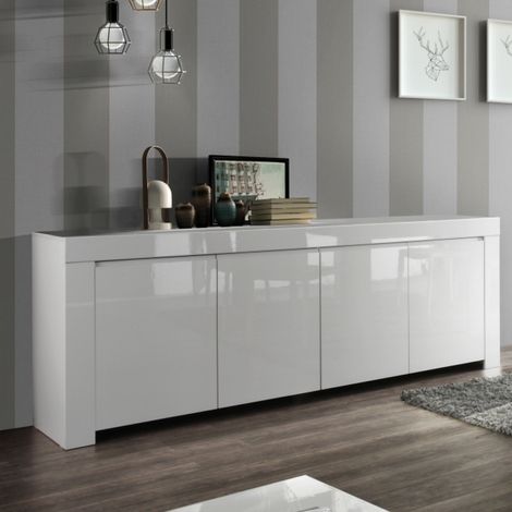 Buffet design 4 portes laqué blanc 210cm APHODITE (1/4)