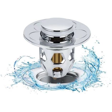 2-Piece Universal Pop-Up Sink Drain Plug, Pop-Up Sink Drain with Anti-Clogging Filter, Anti-Block Drain Filter, Bath Plug for Kitchen Sink, Hair Filter - Orifice (1/4)