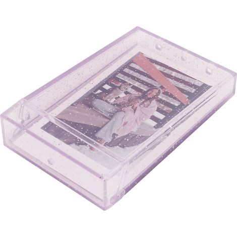 Boîte de rangement photo pour appareil photo instantané 3 pouces, mini étui avec dragonne pour photos et cartes, violet transparent pailleté (1/5)