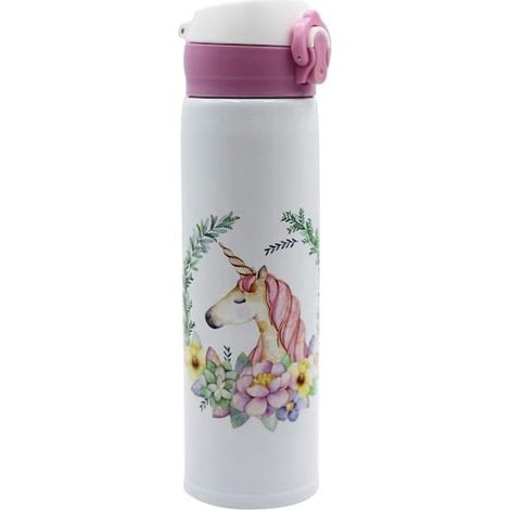Gourde isotherme 500 ml, motif licorne, en acier inoxydable, cadeau idéal pour les enfants (1/5)