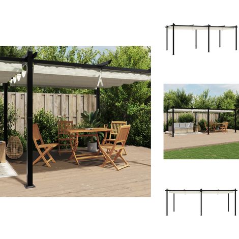 Gartenpavillon mit Ausziehbarem Dach Creme 3x6 m Aluminium - Pavillon - Gartenzelt - Outdoor-Sitzplatz - Sommerhaus - Markise (1/5)