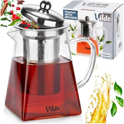 Théière - Verre Résistant À La Chaleur - 730 Ml - Infuseur Intégré - Pour Thé Et Infusion - 1 Pièce