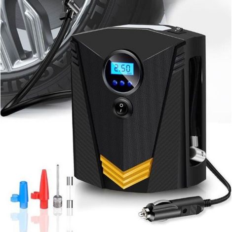 1 Compresseur d'air, Affichage numérique, Arrêt automatique, Lampe LED, 12V, Pour voiture vélo sport (1/3)