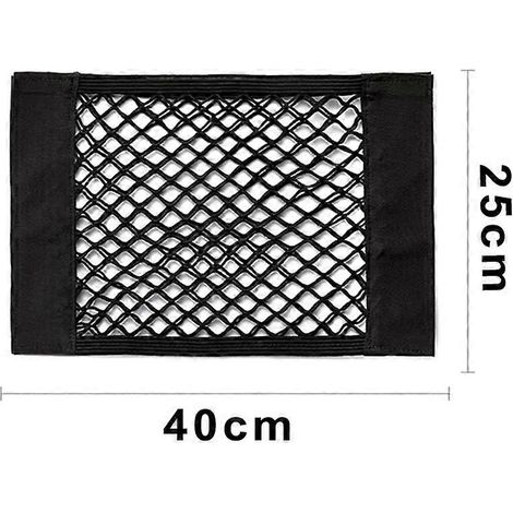 Filet de rangement pour coffre de voiture, avec cordon élastique et fermeture auto-agrippante, accessoire universel pour voiture, boîte de rangement intérieure (40 x 25 cm)
