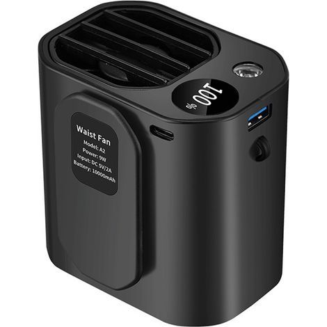 Ventilateur Camping Multifonction Portable Rechargeable pour Ventilateur de Bureau/Cou Ventilateur avec 3 Vitesses, Lumière LED et Fonction Power Bank pour Travail Extérieur, Camping, Randonnée (1/5)