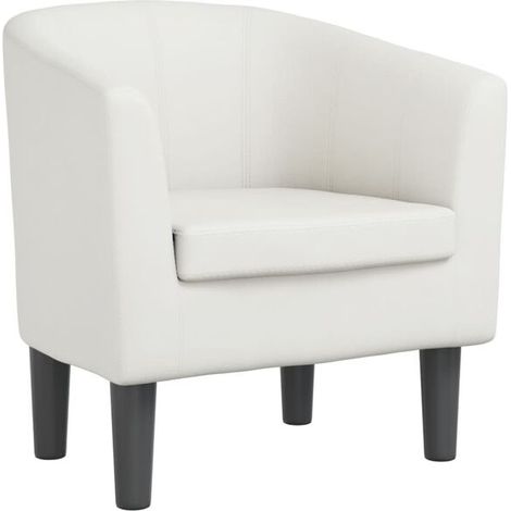 Fauteuil en similicuir blanc (1/5)
