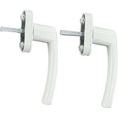 Poignée de fenêtre en aluminium blanc – Accessoire de porte et de fenêtre sûr et élégant avec tige de 35 mm de long. S'adapte à la plupart des fenêtres standards. (blanc, 2 pièces) (1/5)