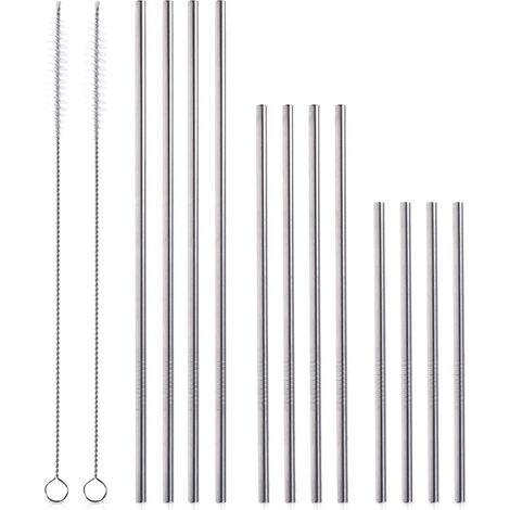 Stainless Steel Drinking Straws Set with Cleaners, 14-Piece (1/5)