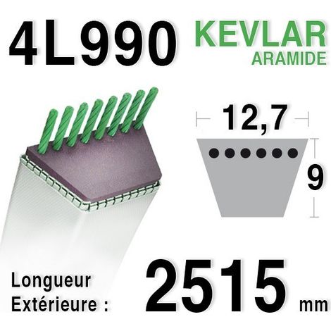 Courroie 4L990 - 4L99 JOHN DEERE m49920 - m72683 MTD 7540440 MOTOSTANDARD 75273 - 75279 MURRAY 37x22 - 23749