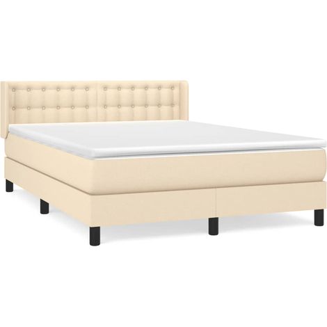 Sommier à lattes de lit avec matelas Crème 140x190 Tissu (1/5)