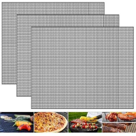 Sollbry Grille Barbecue 3 Pièces Tapis de Gril Antiadhésif Noir Barbecue Maille de Grillage Réutilisable Résistant à la Chaleur Accessoires de Cuisson pour Légumes Cuisson Fruits de Mer (1/5)