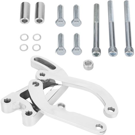 Support de montage pompe de direction assistée en alliage aluminium poli compatible SBC Chevy small block 262-400 - Lot 3 supports 7 boulons 4 joints 3 manchons (1/5)