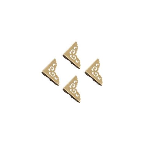 A Lot de 4 protections d'angle en laiton antique, coins décoratifs en métal, pour boîte en bois, boîte à bijoux, boîte cadeau, bureau (1/3)