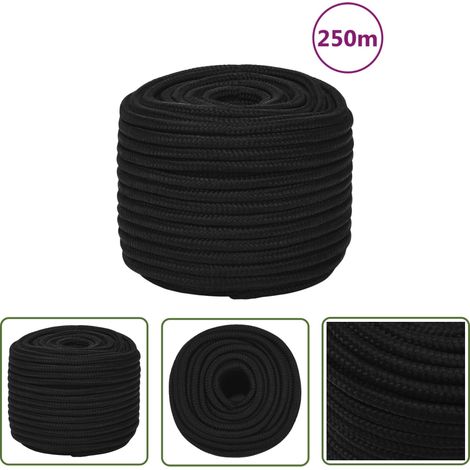 The Living Store Arbeitsseil Schwarz 12 mm 250 m Polyester - Arbeitseil - Polyester Seil - Geflochtenes Seil - Baumarkt Zubehör - Gartenseil (1/5)