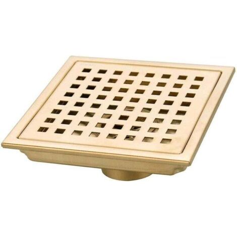 Drain de sol de douche carré en or brossé, acier inoxydable 304 pour salle de bains, grille à déchets de cuisine, égouttoir à grand débit 150mm