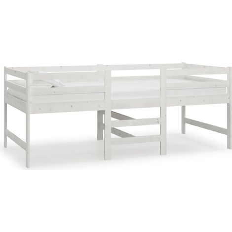 Cadre de lit Blanc 90x200 Bois de pin massif (1/5)
