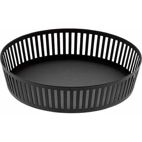 Corbeille à fruits plate, en acier - pour comptoir de cuisine, Panier Rond, Bol décoratif - 25 x 25 x 5,5 cm, design japonais, noir (1/5)