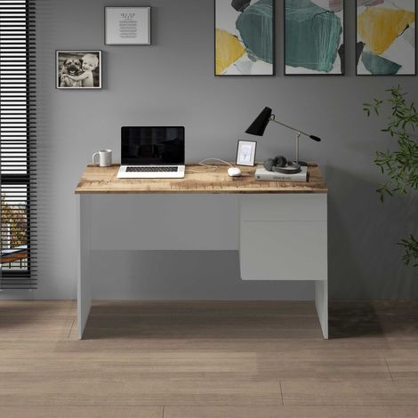 WHOUS Scrivania Easy 1 anta e 1 cassetto acero e bianco opaco 110x50x75 cm (1/5)