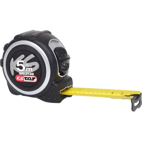 Ks Tools – Mètre déroulant 5m x 25mm – Ruban en acier avec traitement nylon – Blocage automatique et retour de ruban – Précision Classe II - mx25mm (1/6)