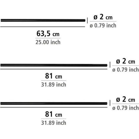 Barre d'angle universelle , Tringle pour rideau de douche en L ou U, Pour douche et baignoire, Aluminium inoxydable, Jusqu'à 90 x 80 x 90 cm, Noir