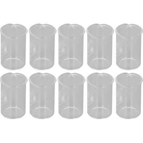 10 durchsichtige Borosilikatglasbecher mit Skala, 10 ml, für Labor-, Hochschul- und Industrieexperimente (1/5)