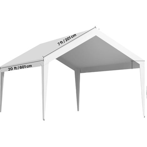 Auvent de Carport, Couverture Durable Résistante aux UV, Assemblage Facile, 12x20ft Blanc (1/2)