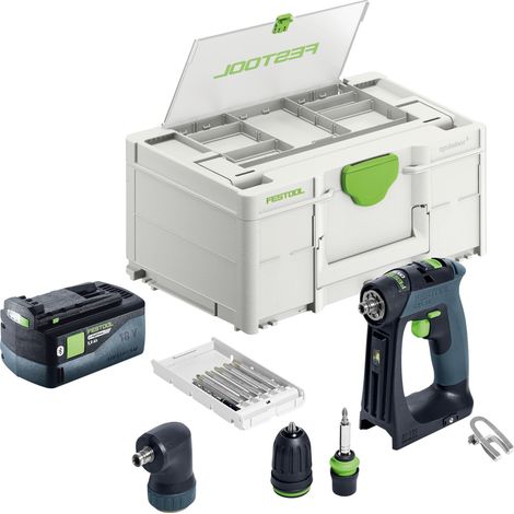Festool CXS 18-Basic-Set trapano avvitatore a batteria 18 V 40 Nm brushless + 1x batteria ricaricabile 5,0 Ah + systainer - senza caricatore (1/5)