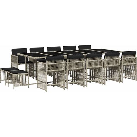 Maison Exclusive - Set comedor jardín y cojines 15 pzas ratán sin (1/5)