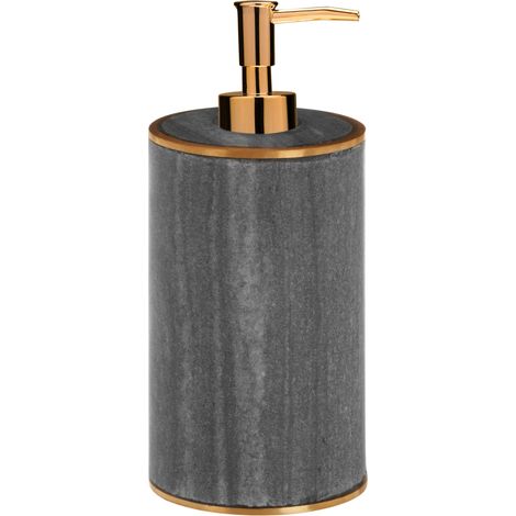 Premier Houseware Grey And Gold Lotion Dispenser Hand Soap / Pump Bottle Dispensers / Marble Brass Design Shampoo / Oil Dispenser Bottles Made From Stoneware Material 8 x 13 x 8