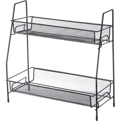 Porte-épices double noir, étagère de rangement pour cuisine, 1 pièce (1/5)