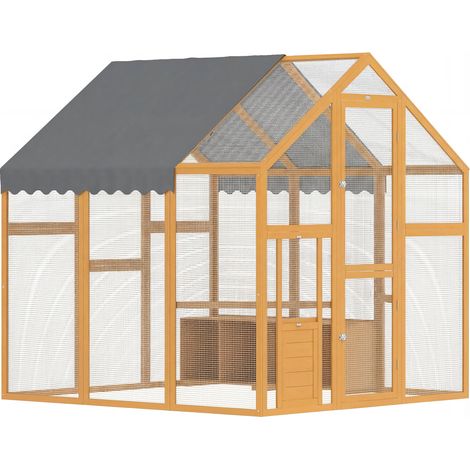 Poulailler en bois de 3,07 m² avec parcours extérieur, bâche imperméable, serrure de sécurité, pour 6 à 8 poules, 1,7 x 1,8 x 1,8 m (1/5)