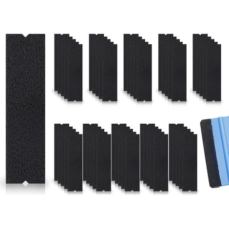 Lot de 50 raclettes de Rechange en Feutre,raclette à Pression,Bord en Feutre,Feutre sans Tissu,Accessoires de raclette à Film Anti-Rayures(Noir,10 x 3 cm,raclette à Pression Non Incluse) (1/5)