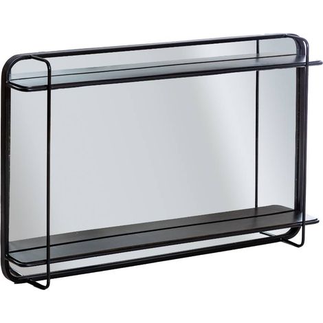 Miroir avec étagère en bois et métal Jill