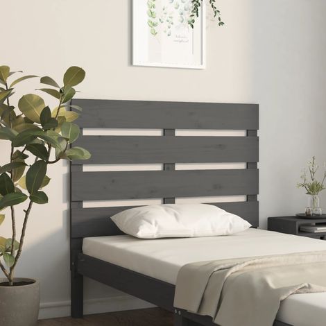 Cabecero de cama madera maciza de pino gris 100x3x80 cm vidaXL (1/5)