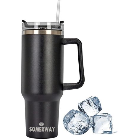 Gobelet isotherme 1182ml avec poignée et paille, acier inoxydable double paroi, pour voyage (1/5)