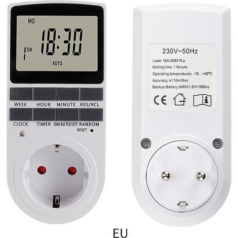 (2 Pack) Prise Programmable Digitale Avec Compte Rebours Minuterie Numrique Journalier/hebdomadaire Programmateur Prise Electrique Avec Ecran Lcd (1/4)
