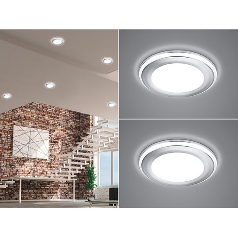 Runder LED Deckeneinbaustrahler 2er Set in Silber Chromfarben Ø 8,2cm (1/5)