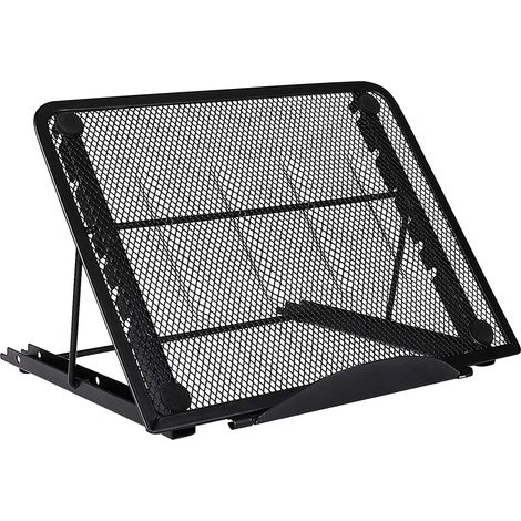 Soporte para portátil ventilado multiángulo plegable de acero inoxidable para MacBook Air Pro Lenovo Dell negro (1/5)