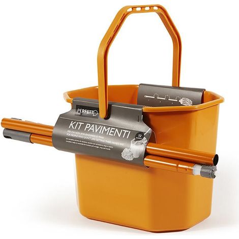 Perfetto 0469F Wischsystem & -eimer Einzeltank Schwarz, Grau, Orange, Weiß