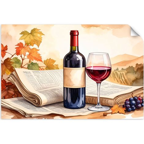 Selbstklebendes Poster – Wandsticker Flasche Rotwein 30x20 cm (1/3)