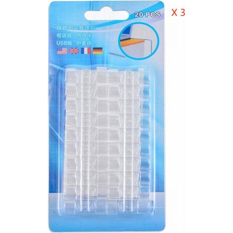 Fascette multifunzionali per cavi, robusto supporto per appendere cavi, comoda clip per riporre i cavi in casa e in ufficio (trasparenti), da 20 a 100 pezzi - AquaForge (1/5)