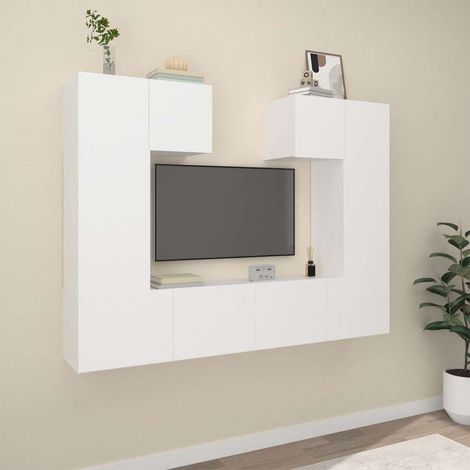 vidaXL 6 Piece TV Cabinet Set White Engineered Wood (1/5)