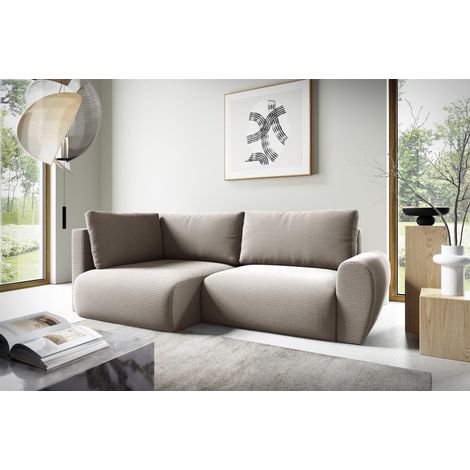 Ecksofa Schlafsofa GALAN MINI Stoff Poso Beige Ottomane Links
